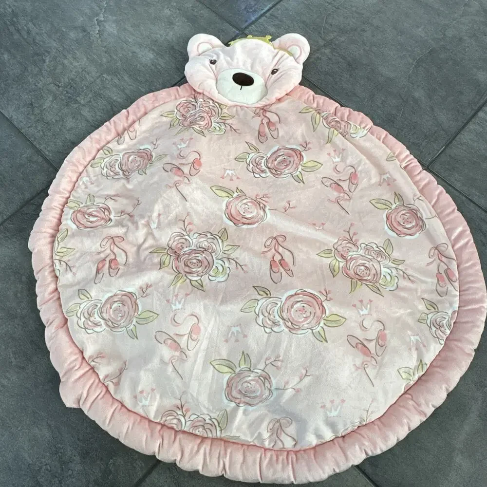 BEEWEED‎ Floral Crib Blanket Comforter, Skirt, Diaper Holder, Bear Rug Pink Rose